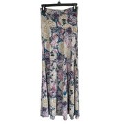 women's XXS floral print stretchy long pull on maxi skirt pastel