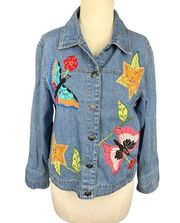 White Stag Embroidered Butterfly Denim Jacket