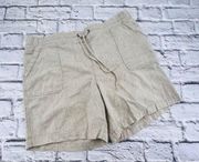 Talbots Factory Shorts Size 16 Oatmeal High Rise Linen Blend Pocket Drawstring