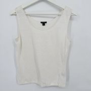 Lafayette 148 New York 100% Linen White Scoop Neck Tank Top M