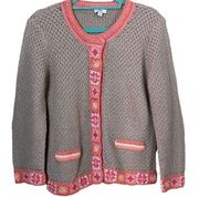 J.Jill Linen Granny Square Crochet Cardigan Size Small