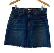 J. Crew Dark Wash Denim A-Line Skirt with Raw Hem Size 28