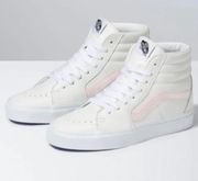 Vans Sk8 Hi Velvet Side Pink White Leather High Top Sneakers