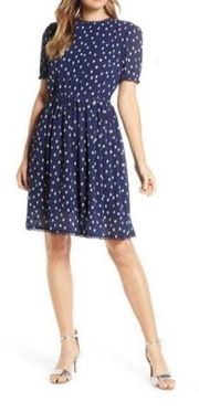 1901 Polka Dot Chiffon Fit & Flare Dress NWT S SP