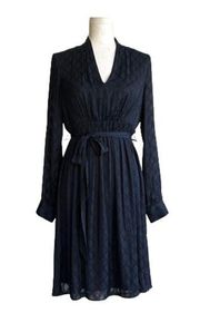 Motherhood Maternity Blue V-Neck Long Sleeve Empire Waist Dress Size Small NEW