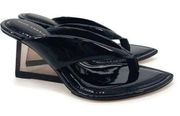 NEW Good American Cinder F*cking Rella Black Patent Leather Wedge Sandal Size 8