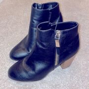 Apt 9 ankle booties faux leather black zippers tall size 9