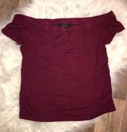 Off The Shoulder Burgundy Crop Top