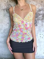 Vintage Y2K Floral Sheer Tank Top