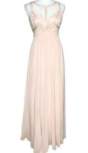 Maniju Lace Embellished Chiffon Maxi Dress Blush Pink Size Medium NWT