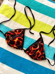 Triangle Bikini Top Blazing Hot Flames 🔥 