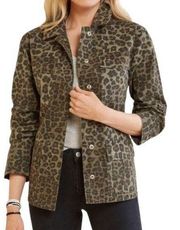 Good American womens 1 small utility jacket sage leopard green new schaket butto