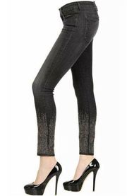 KORAL L.A. DENIM SKINNY JEANS BLACK GRAY JEWELED  Ombré Rain Studs 26 NEW NWT