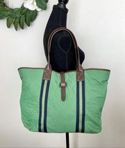 Tommy Hilfiger Green Quilted Tote Shoulder Bag