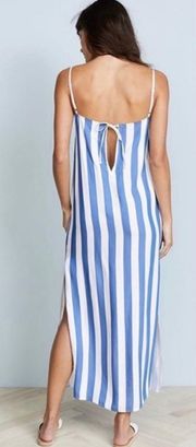 Swim Revolve Sena Dress in Denim Multi Striped Maxi Cover Up Slits
