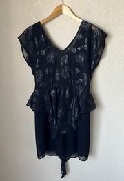 Black Peplum Floral Dress