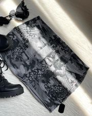 Y2k gray and black soldier camo mini skirt