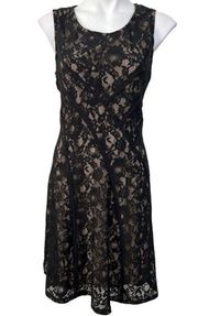 Candalite dress Size L black/nude lace A-line swing dress cocktail party