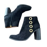 Chloe Grommet Embellished Black Suede Ankle Boots