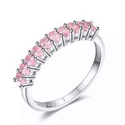 Sterling Silver SIZE 7 925  Stackable Round Dazzling Pink Cubic Zirconia Ring