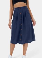 NWT HALARA High Waisted Side Pocket Button A Line Midi Cotton Skirt Size Small S