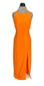 Dress Size 8 Gown Bridesmaid  Long Orange Glitter Prom Holiday Slit