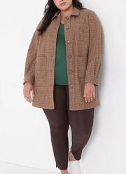 Lane Bryant Brushed Faux-Wool Jacket Retro Houndstooth Plaid Size 16