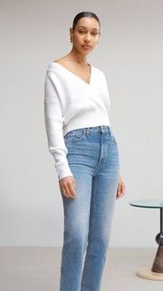 Modern Citizen Marlowe White Wrap Front Sweater