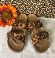 Leopard Adjustable Strap Slip on Sandals | 8 |