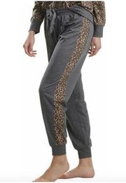 Splendid Westport Jogger Pants Leopard Print Side Stripe Grey Brown Womens 3X