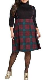 Modcloth Overall Suspender Skirt Plaid Pattern Adjustable Straps Plus Womens 1X