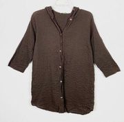 Pineapple Cove Brown Hooded Button Up Shirt