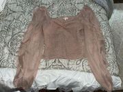 Boutique Peach Coral Pink Long Sleeve Top