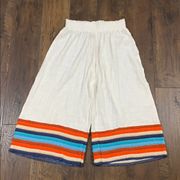 Surf Gypsy Wide Leg Crop Stripe Detail Cream/Rust/Blue Pants