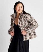 Target Future Collective Reese Blutstein Brown Plaid Waist Puffer Jacket Small