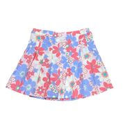 Crown & Ivy Skirt Size 14 Cabana Pleated Mini Floral Pink Blue Side Zipper