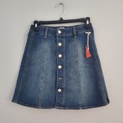 Mossimo Supply Co. Denim Blue Jean Button Down Mini Circle Skirt Size 2