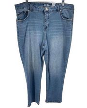 Terra & Sky Womens Straight Jeans Stretch Denim Pocket Light Wash Blue Size 18W