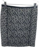 H&M Women's Pencil Skirt Straight Mini Animal Print Zip Black White zebra 6