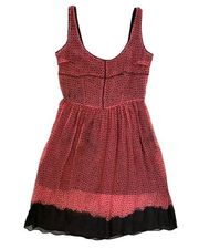 Pink Silk Black Polka-Dot Sleeveless Fit & Flare Mini Dress