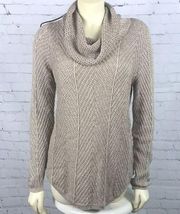 Eight Eight Eight Cowl neck Sweater Size Medium Tan EUC Basket weave look