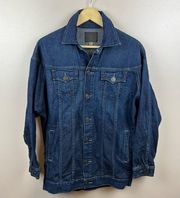 True Religion Harlow Barn Denim Jacket Womens XS Oversized Walking Angel Blue