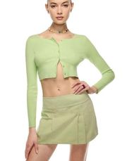 Aritzia Sun-deh Green Pleated Barbarella Mini Skirt