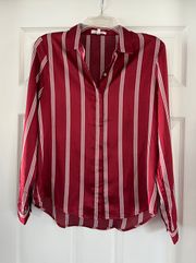 Red Long Sleeve with White Stripes - Size Medium