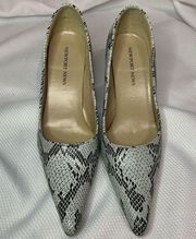 Newport News pointed toe snakeskin heels