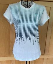 FILA Sport white with green blue square design short sleeve tee Shirt size Small