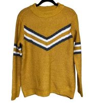 Staccato Yellow Varsity Chevron Pullover Sweater Women’s Size Medium