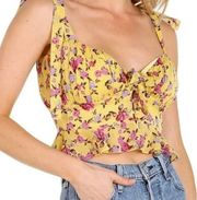 FOR LOVE & LEMONS Beaumont Top in Yellow Floral Size Small