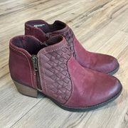 Earth Origins Oakland Alexis Ankle Boots Merlot Red Leather 7.5 W