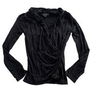 Karen Kane Shirt Womens Small Solid Black Surplice V-Neck Long Sleeve Pullover